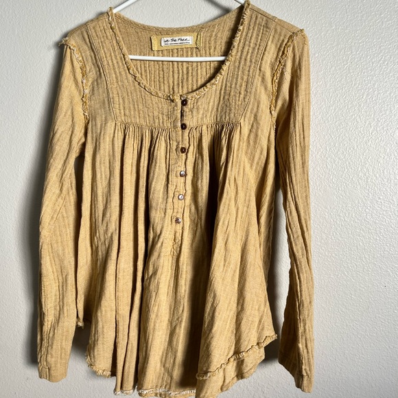 Free People Sand Dune Henley Babydoll Top Small bohemian - Picture 3 of 6